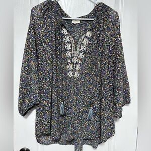 Floral Embroidered Women's Top